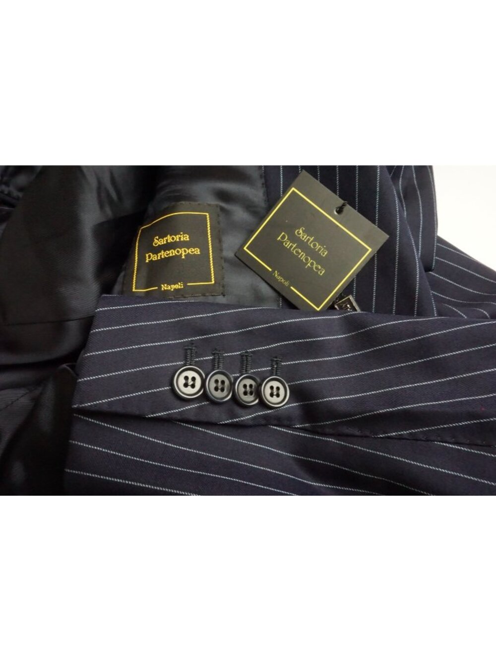 Sartoria Partenopea Navy Striped Wool 2Pc Suit Jacket Pant 50R EU BRAND NEW